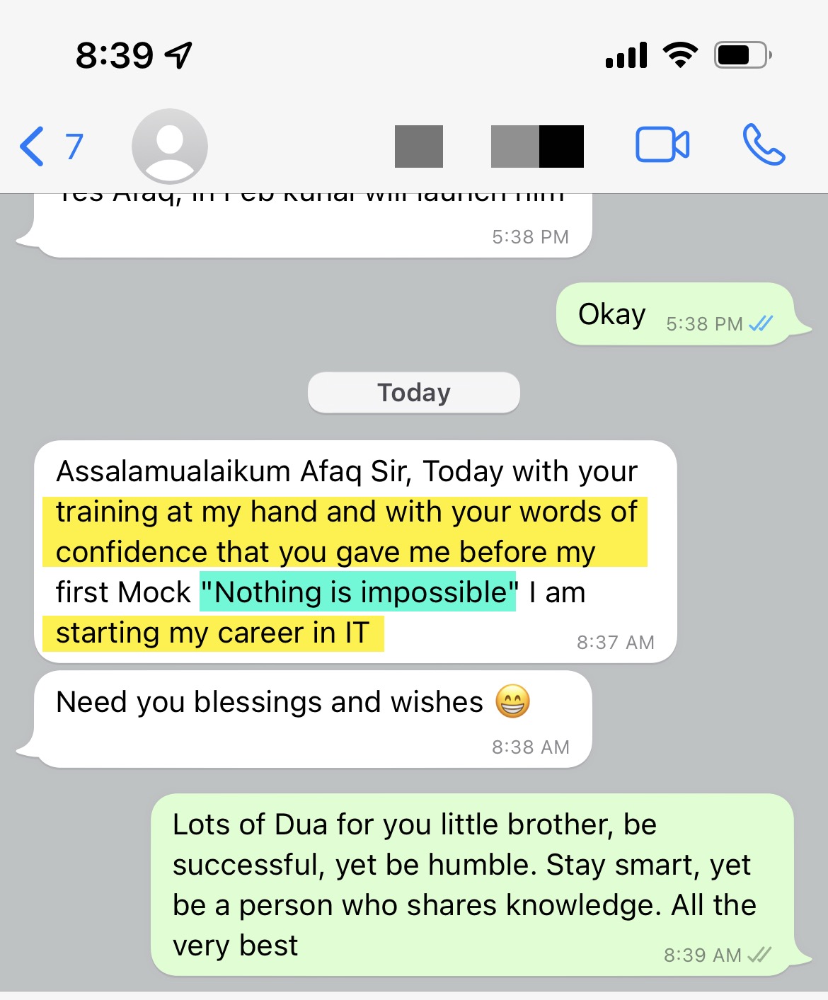 Starting IT BA career today message