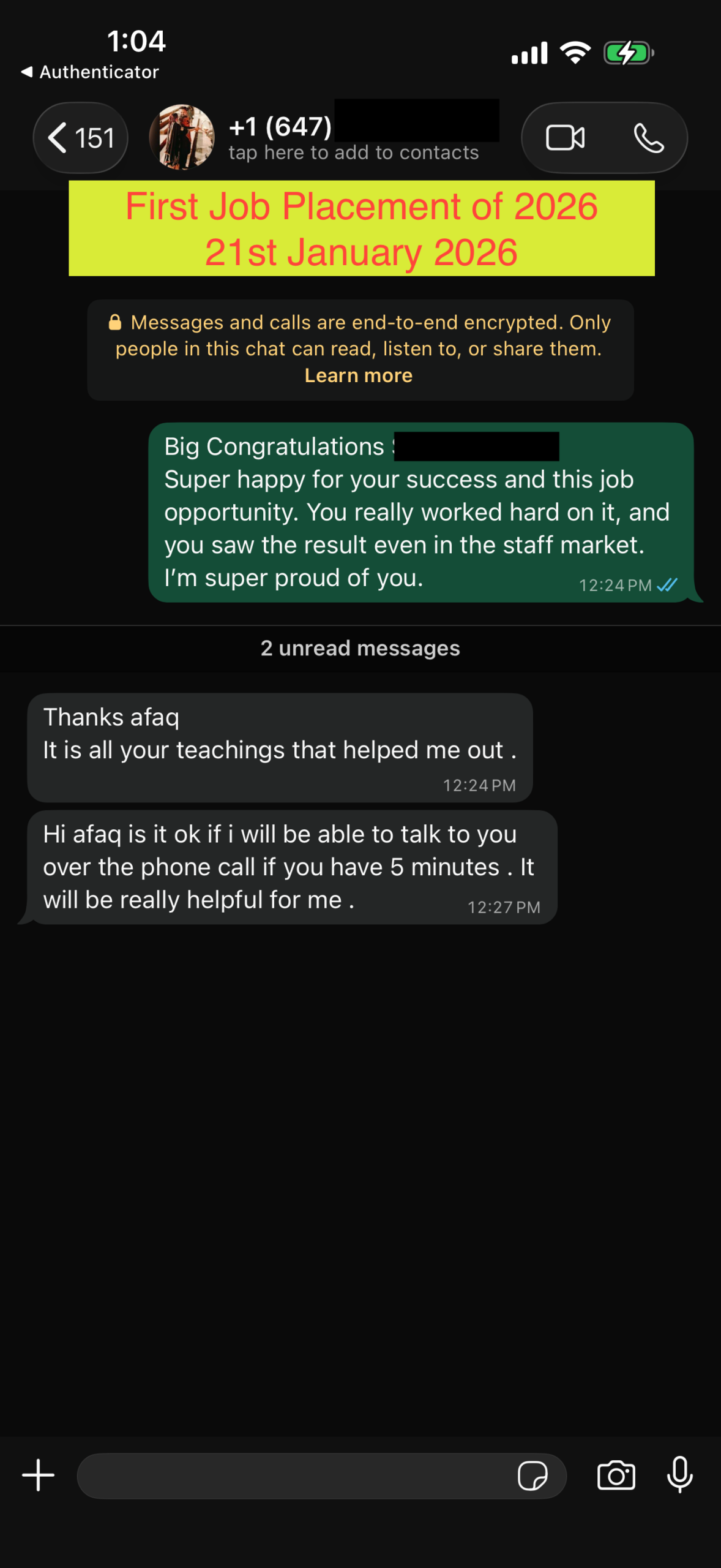 First 2026 placement